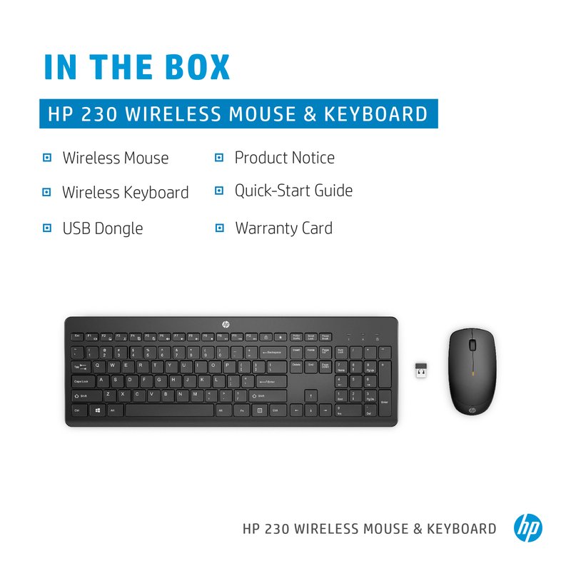 HP 230 Wireless Mouse Keyboard Combo - Black - US ENG thumbnail 6