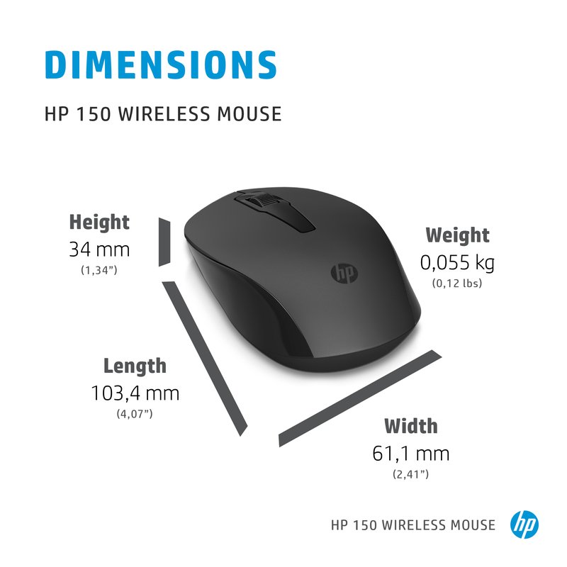 HP 150 Wireless Mouse - Black thumbnail 5