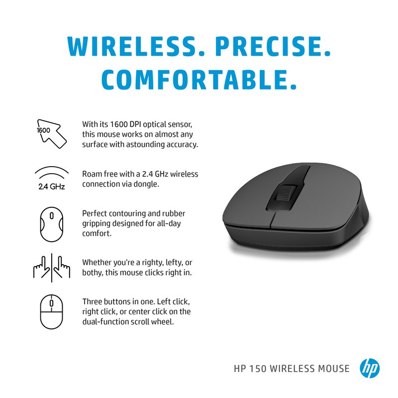 HP 150 Wireless Mouse - Black thumbnail 6
