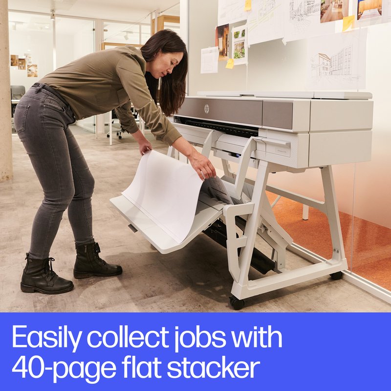 HP DesignJet T950 Printer/Plotter - 36" Roll/A4,A3,A2,A1,A0 Color Ink, Print, Sheet Feeder, Auto Horizontal Cutter, LAN, WiFi, 21 sec/A1 page, 120 A1 prints/hour, with Stand thumbnail 3