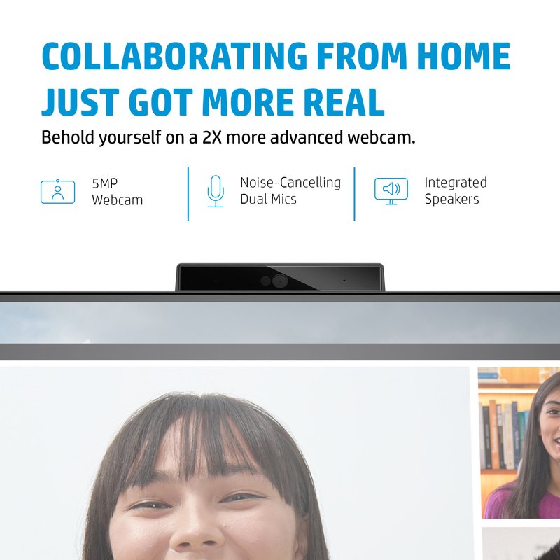 HP E27m G4 QHD Charging Conferencing Monitor - 27" 2560x1440 QHD 300-nit 75Hz AG, IPS, USB-C(65W)/HDMI/DisplayPort Daisy-Chain, 4x USB-A, speakers, 5MP webcam, RJ-45 LAN, height adjustable/tilt/swivel/pivot, 3 years thumbnail 9