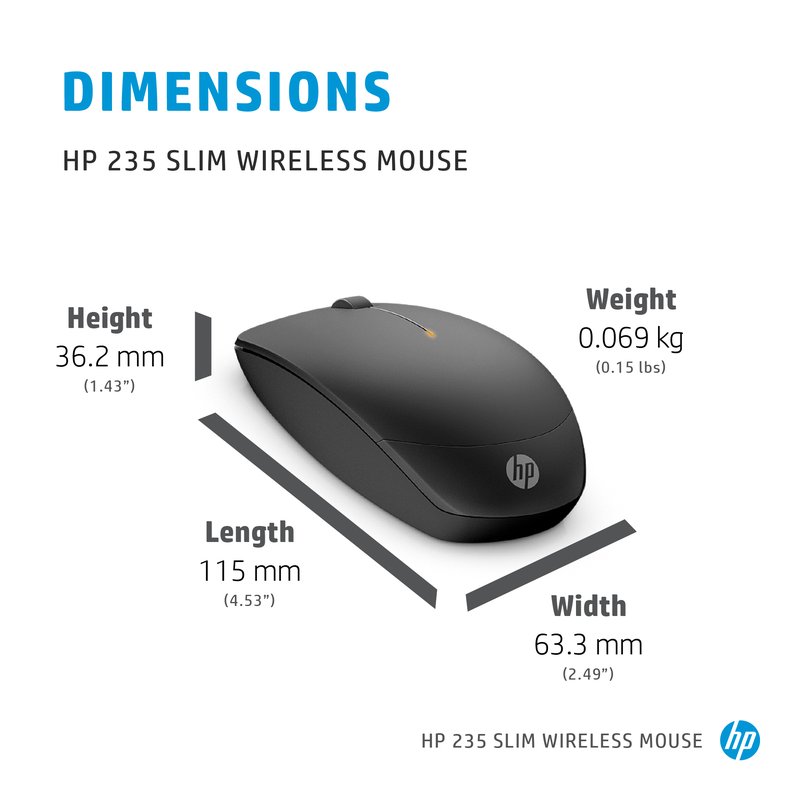 HP 235 Slim Wireless Mouse - Black thumbnail 6