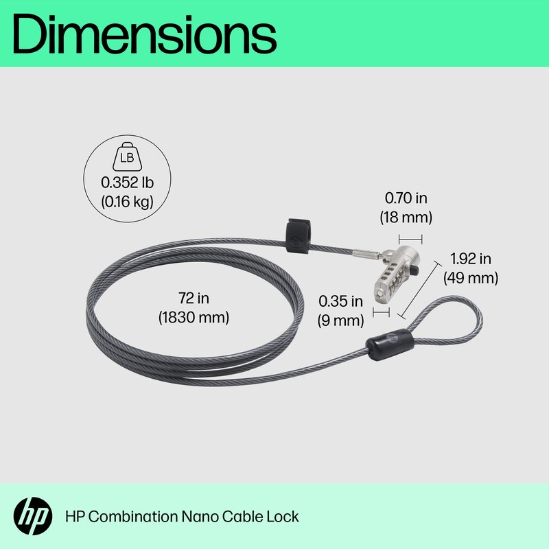 HP Nano Combination Cable Lock thumbnail 2