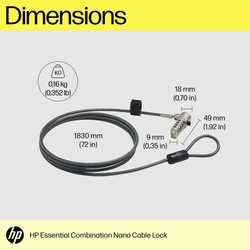 HP Nano Essential Combination Cable Lock thumbnail 3