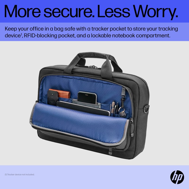 HP Executive 16 Top Load, Water Resistant, Expandable, RFID & Bluetooth tracker Pocket, Cable Pass-through USB-C port - Black, Grey thumbnail 6