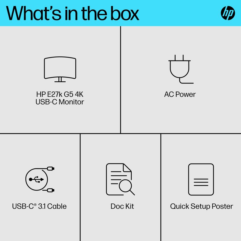 HP E27k G5 4K Charging Monitor - 27" 3840x2160 UHD 350-nit 60Hz AG, IPS, USB-C(65W/15W)/HDMI/DisplayPort, 3x USB-A, speakers, RJ-45 LAN, height adjustable/tilt/swivel/pivot, 3 years thumbnail 6