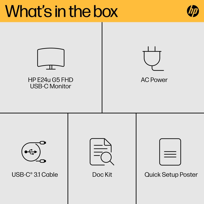 HP E24u G5 FHD Charging Monitor - 23.8" 1920x1080 FHD 250-nit 75Hz AG, IPS, USB-C(65W/15W)/HDMI/DisplayPort Daisy-Chain, 3x USB-A, RJ-45 LAN, height adjustable/tilt/swivel/pivot, 3 years thumbnail 6