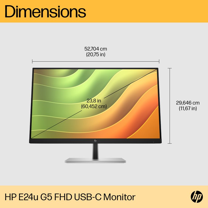 HP E24u G5 FHD Charging Monitor - 23.8" 1920x1080 FHD 250-nit 75Hz AG, IPS, USB-C(65W/15W)/HDMI/DisplayPort Daisy-Chain, 3x USB-A, RJ-45 LAN, height adjustable/tilt/swivel/pivot, 3 years thumbnail 7