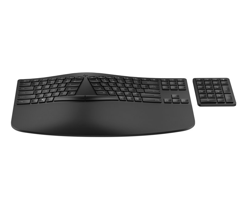 HP 965 Ergonomic Wireless Bluetooth Keyboard Keypad Combo, Sanitizable, Programmable, Split Zone Layout w/Negative Tilt (adjustable) - Black - US ENG - Image 1