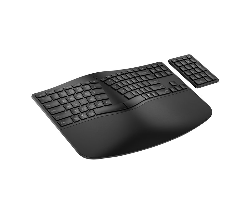 HP 965 Ergonomic Wireless Bluetooth Keyboard Keypad Combo, Sanitizable, Programmable, Split Zone Layout w/Negative Tilt (adjustable) - Black - US ENG thumbnail 2