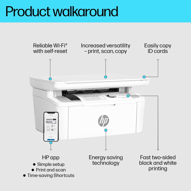 HP LaserJet Pro M140w AIO All-in-One Printer - A4 Mono Laser, Print/Copy/Scan, WiFi, 20ppm, 100-1000 pages per month thumbnail 6