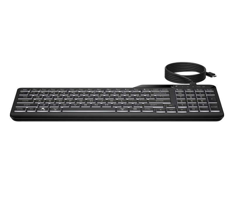 HP 405 Backlit USB-C Wired 24/7 Keyboard, Spill Resistant, Sanitizable, Programmable, Adjustable Tilt and LED brightness - Black - US ENG thumbnail 3