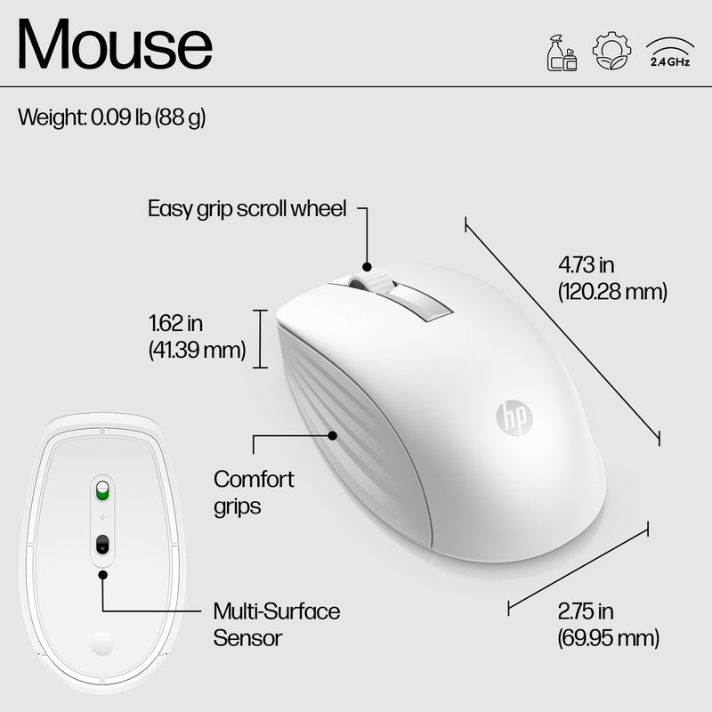 HP 655 Wireless Mouse Keyboard Combo, spill resistant - White – Nordic thumbnail 5