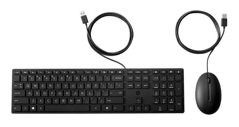 HP 320MK USB Wired Mouse Keyboard Combo, spill resistant – Black - US ENG - Image 1