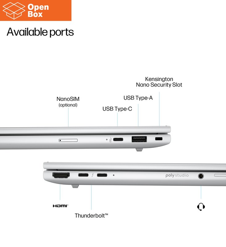 HP EliteBook 8 G1i 14 - OPENBOX - Ultra 7-255U, 16GB, 512GB SSD, 14 WUXGA 300-nit AG, 5MP IR cam, WWAN-ready, Smartcard, FPR, US backlit keyboard, 62Wh, Win 11 Pro, 3 years thumbnail 4
