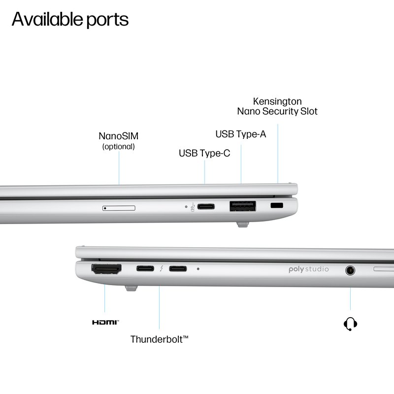HP EliteBook 8 G1i 16 - Ultra 5-225U, 32GB, 512GB SSD, 16 WUXGA 400-nit AG, 5MP IR cam, WWAN-ready, Smartcard, FPR, Nordic backlit keyboard, 62Wh, Win 11 Pro, 3 years thumbnail 7