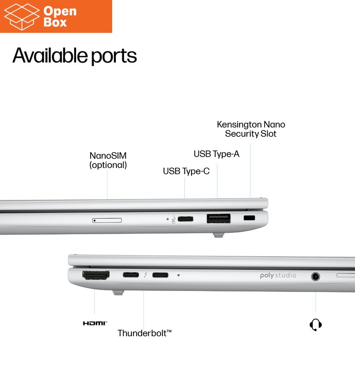 HP EliteBook 8 G1i AI 16 - OPENBOX - Ultra 5-228V, 32GB, 1TB SSD, 16 WUXGA 400-nit AG, 5MP IR cam, WWAN-ready, Smartcard, FPR, US backlit keyboard, Glacier Silver, 77Wh, Win 11 Pro, 3 years thumbnail 8