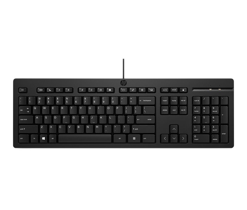 HP 125 G2 USB Wired Keyboard, Sanitizable, Copilot Key - Black - US ENG - Image 1