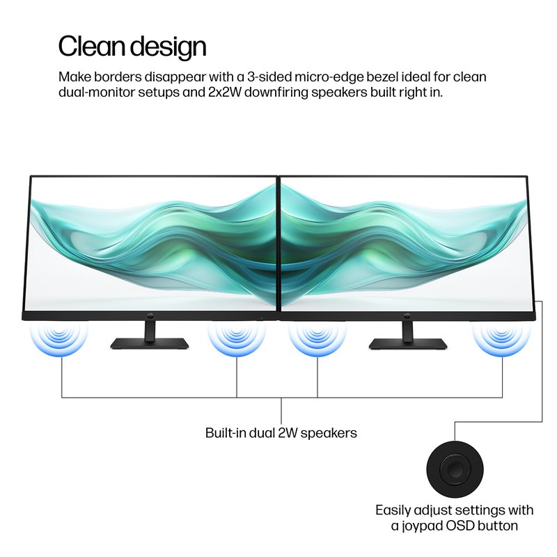 HP 327ph Series 3 Pro FHD Monitor - 27" 1920x1080 FHD 250-nit 100Hz AG, IPS, HDMI/VGA/DisplayPort, speakers, height adjustable/tilt, 3 years (replaces P27h G5) thumbnail 8