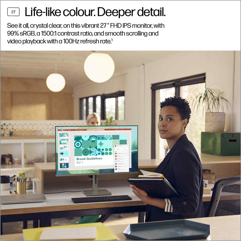 HP 527da Series 5 FHD Monitor - 27" 1920x1080 FHD 300-nit 100Hz AG, IPS, 2x HDMI/VGA, speakers, height adjustable/tilt, 3 years thumbnail 9