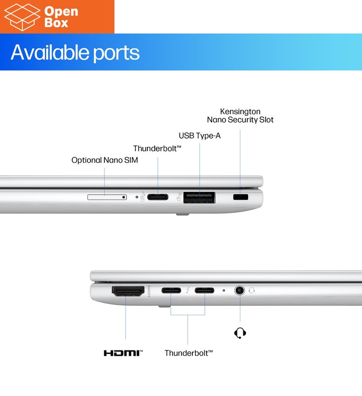 HP EliteBook X Flip x360 G1i AI 14 - OPENBOX - Ultra 7-258V, 32GB, 512GB SSD, 14 WUXGA 400-nit Touch AG, WWAN-ready, FPR, US backlit keyboard, Glacier Silver, 56Wh, Win 11 Pro, 3 years thumbnail 9