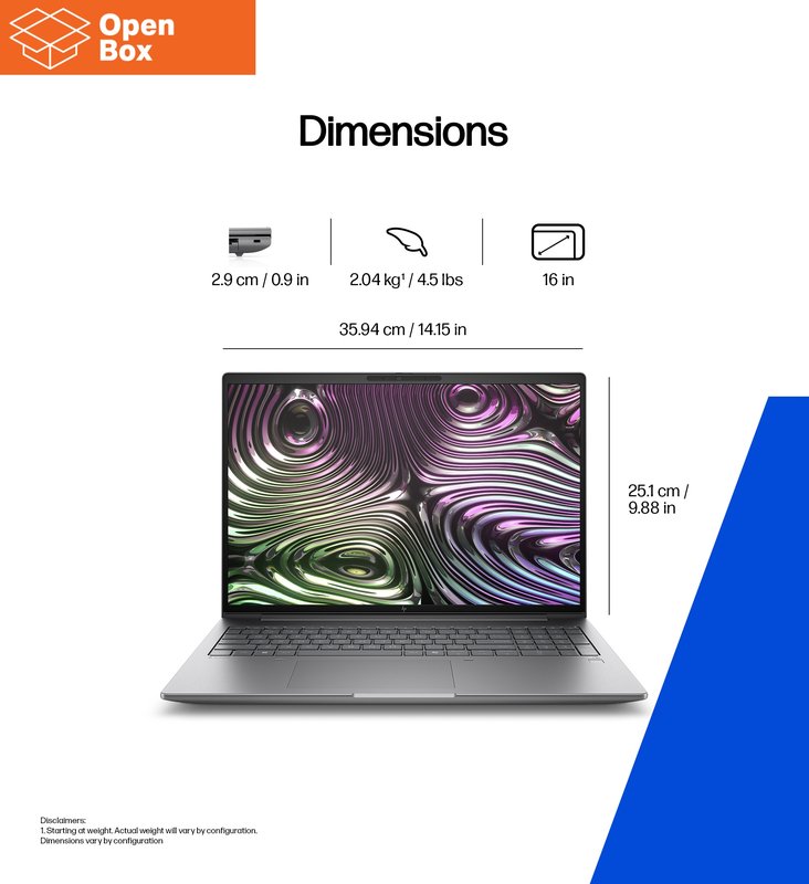 HP ZBook X G1i Mobile Workstation 16 - OPENBOX - Ultra 7-255H, 32GB, 1TB SSD, RTX PRO 2000 Blackwell 8GB, 16 WUXGA 400-nit AG, 5MP IR cam, WWAN-ready, Smartcard, FPR, Nordic backlit keyboard, 83Wh, Win 11 Pro, 3 years thumbnail 9