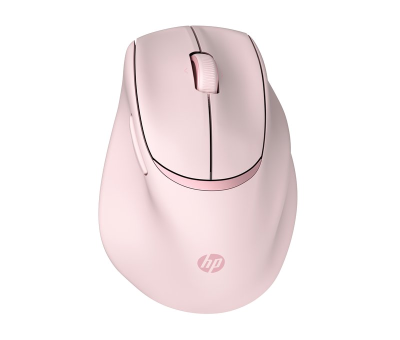 HP 720M Super Capacitor Ergonomic Tilt Wireless Bluetooth Mouse - Programmable, Multi-Surface, Multi-Device, Dual-Mode, Ultra-Fast Rechargeable, Semi-vertical tilt, Comfort Silicone - Pink - Image 1
