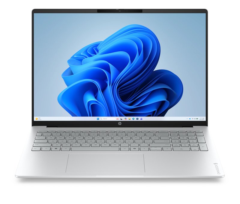 HP OmniBook 5 AI 16-br0005ny - Ryzen 5 230 (6C) 16 NPU TOPs, 16GB LPDDR5X 7500 on-board, 512GB PCIe Gen4 Value, AMD Radeon 740M Graphics, 16.0 2K (1920x1200) OLED Brightview Low Blue Light 300 nits, Glacier Silver, Win 11 Home, 1 years - Image 1