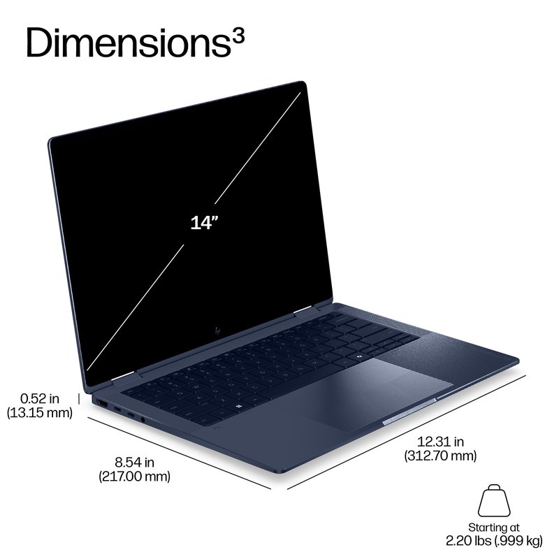 HP EliteBook X G2i 14 - Ultra X7-358H, 32GB, 1TB SSD, 14 3K 500-nit 120Hz OLED AG, 5MP IR cam, 4G/5G Modem, US backlit keyboard, 68Wh, Atmospheric Blue, Win 11 Pro, 3 years thumbnail 7