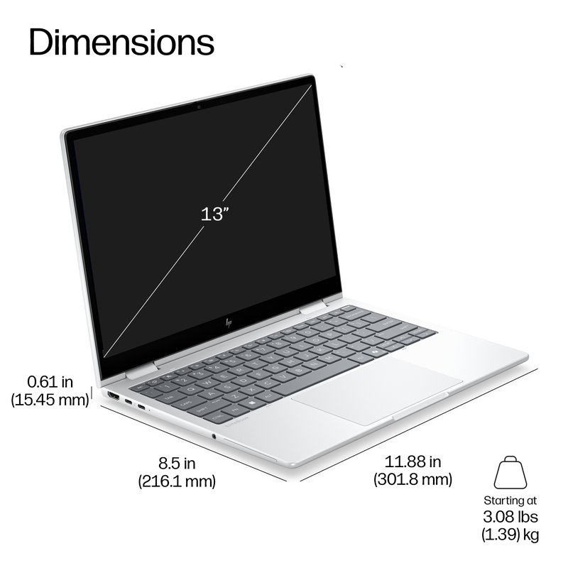 HP EliteBook 8 Flip G2i 13 - Ultra 5-325, 32GB, 512GB SSD, 13.3 WUXGA Touch AG, 5MP IR cam, 4G/5G Modem, Smartcard, FPR, US backlit keyboard, 62Wh, Win 11 Pro, 3 years thumbnail 9