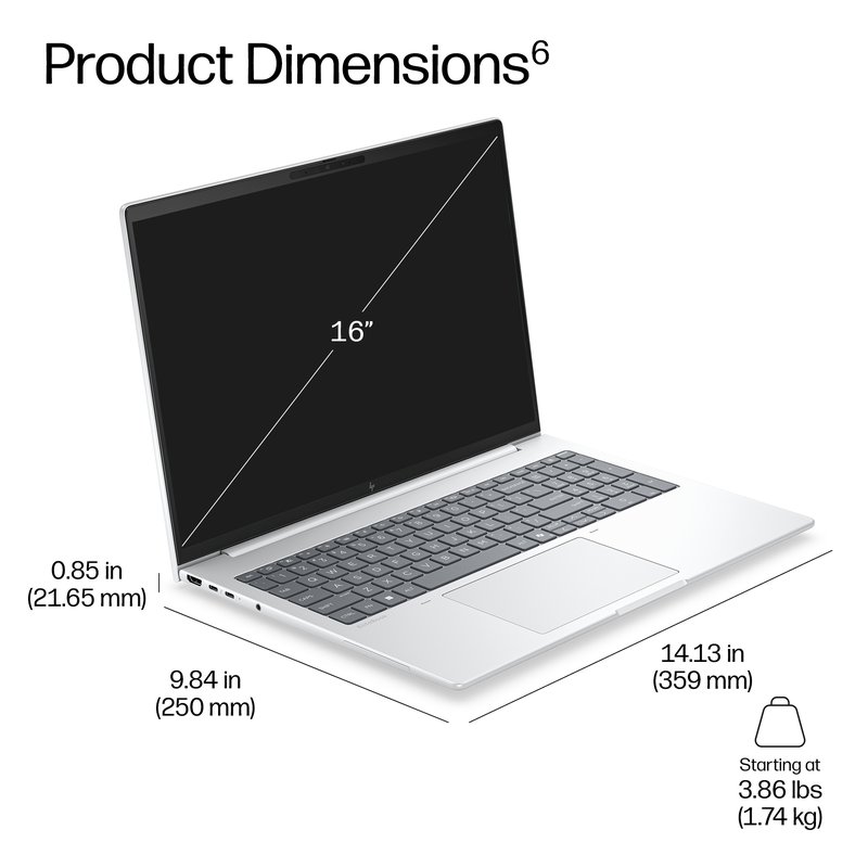 HP EliteBook 8 G2a 16 - Ryzen 5 AI 435, 16GB, 512GB SSD, 16 WUXGA 400-nit AG, 5MP IR cam, Smartcard, FPR, US backlit keyboard, 62Wh, Win 11 Pro, 3 years thumbnail 9