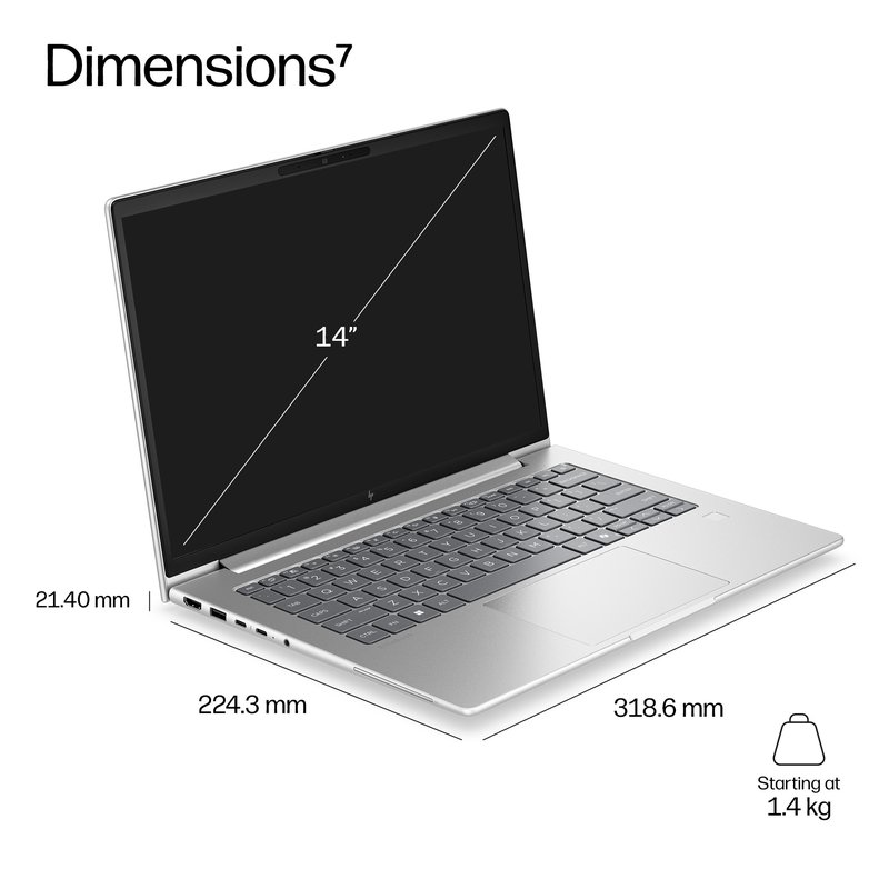 HP EliteBook 6 G2a 14 - Ryzen 5 230, 16GB, 512GB SSD, 14 WUXGA 300-nit AG, 5MP IR cam, NO WWAN-readyness, Smartcard, FPR, ESTONIAN backlit keyboard, 68Wh, Pike Silver, Win 11 Pro, 3 years thumbnail 8