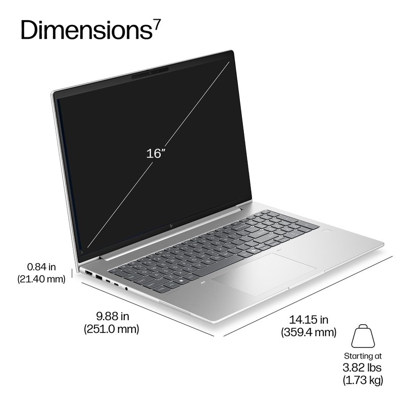 HP EliteBook 6 G2a 16 - Ryzen 5 230, 16GB, 512GB SSD, 16 WUXGA 300-nit AG, 5MP IR cam, NO WWAN-readyness, Smartcard, FPR, US backlit keyboard, 68Wh, Pike Silver, Win 11 Pro, 3 years thumbnail 8