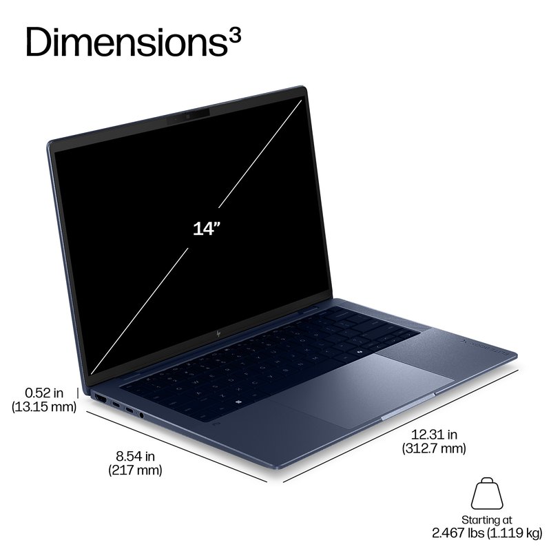 HP EliteBook X G2a 14 - Ryzen AI 5 435, 16GB, 512GB SSD, 14 WUXGA 300-nit AG, 5MP IR cam, 4G/5G Modem, FPR, Nordic backlit keyboard, 56Wh, Atmospheric Blue, Win 11 Pro, 3 years thumbnail 8