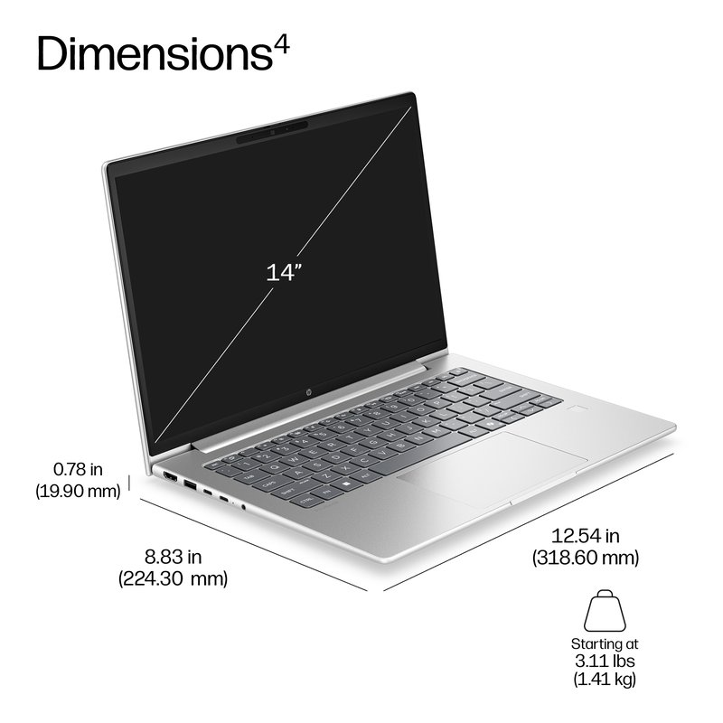 HP ProBook 4 G2a 14 - Ryzen 7 250, 32GB, 512GB SSD, 14 WUXGA 300-nit AG, 1080p non-IR cam, NO WWAN-readyness, FPR, Nordic backlit keyboard, 56Wh, Pike Silver, Win 11 Pro, 1 years thumbnail 9