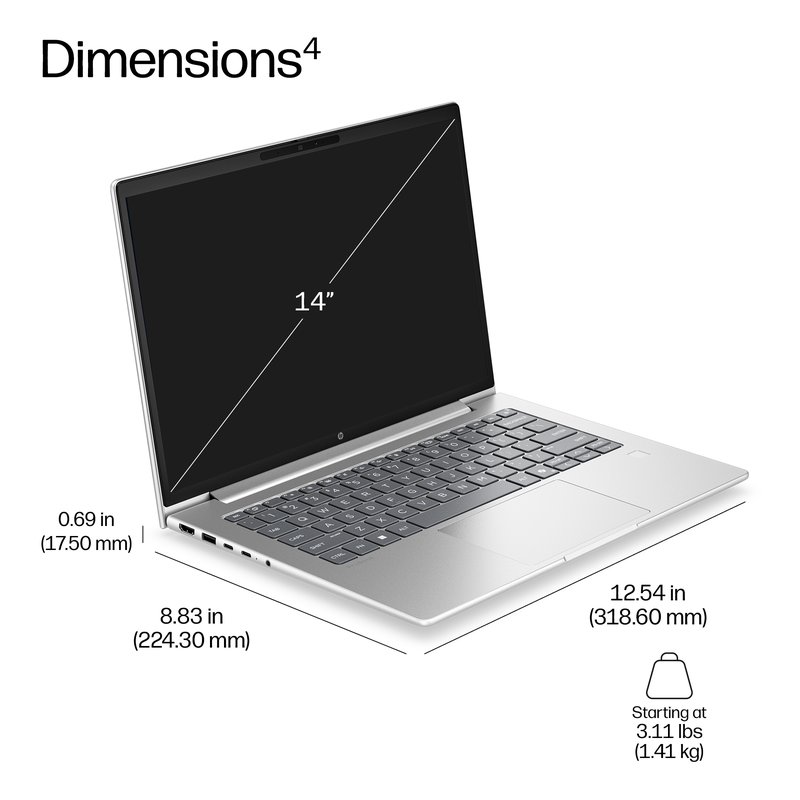 HP ProBook 4 G2ah 14 - Ryzen 5 220, 16GB, 512GB SSD, 14 WUXGA 300-nit AG, 1080p non-IR cam, NO WWAN-readyness, FPR, Nordic backlit keyboard, 56Wh, Pike Silver, Win 11 Pro, 1 years thumbnail 8