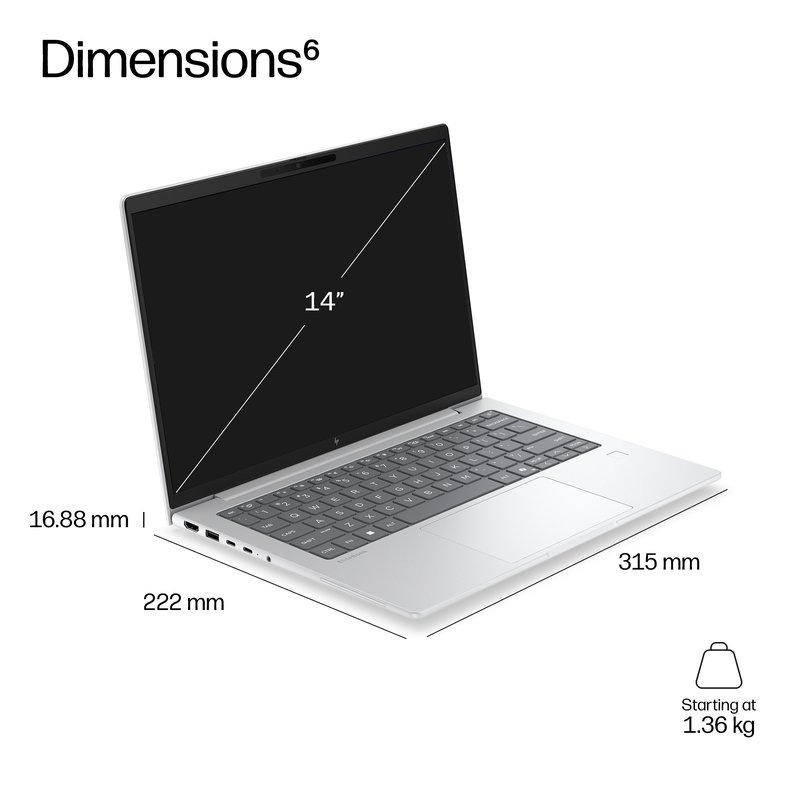 HP EliteBook 6 G2q AI 14 - Qualcom X2P6410, 16 GB, 512GB SSD, 14 WUXGA OLED, 5MP IR cam, Smartcard, FPR, US Backli keyboard, 56Wh, Win 11 Pro, 1 year thumbnail 8