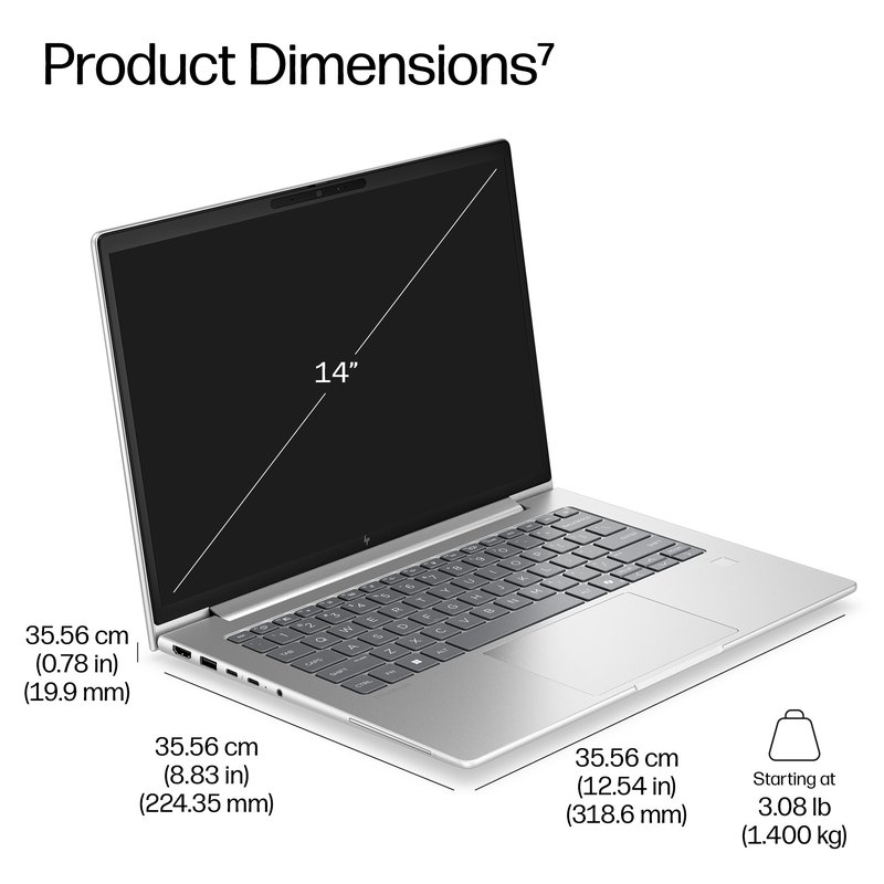 HP EliteBook 6 G2i 14 - Ultra 5-325, 16GB, 512GB SSD, 14 WUXGA 400-nit AG, 5MP IR cam, NO WWAN-readyness, Smartcard, FPR, ESTONIAN backlit keyboard, 68Wh, Pike Silver, Win 11 Pro, 3 years thumbnail 8