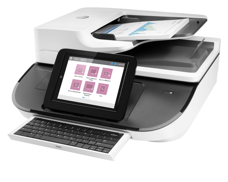 HP Digital Sender Flow 8500 fn2 Scanner/Document Workstation - A3 Color 600dpi, Flatbed/Sheetfeed Scanning, Automatic Document Feeder, Auto-Duplex, OCR/Scan to Text, 100ppm, 10000 pages per day thumbnail 2