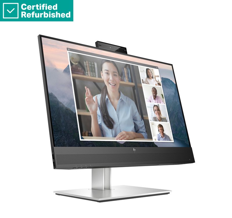 RENEW SILVER HP E24mv G4 FHD Conferencing Monitor - 23.8" 1920x1080 FHD 250-nit 60Hz AG, IPS, HDMI/VGA/DisplayPort, 4x USB-A, speakers, 5MP webcam, height adjustable/tilt/swivel/pivot, 1 years thumbnail 2