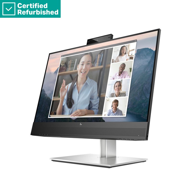 RENEW SILVER HP E24mv G4 FHD Conferencing Monitor - 23.8" 1920x1080 FHD 250-nit 60Hz AG, IPS, HDMI/VGA/DisplayPort, 4x USB-A, speakers, 5MP webcam, height adjustable/tilt/swivel/pivot, 1 years thumbnail 3