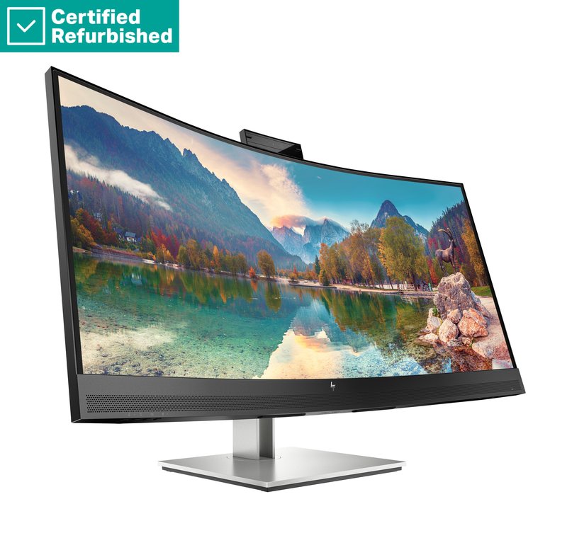 RENEW SILVER HP E34m G4 Curved Conferencing Monitor - 34" 3440x1440 WQHD 400-nit 75Hz AG, Curved, VA, USB-C(65W)/HDMI/DisplayPort, 4x USB-A, speakers, 5MP webcam, RJ-45 LAN, height adjustable/tilt/swivel, 1 years thumbnail 2
