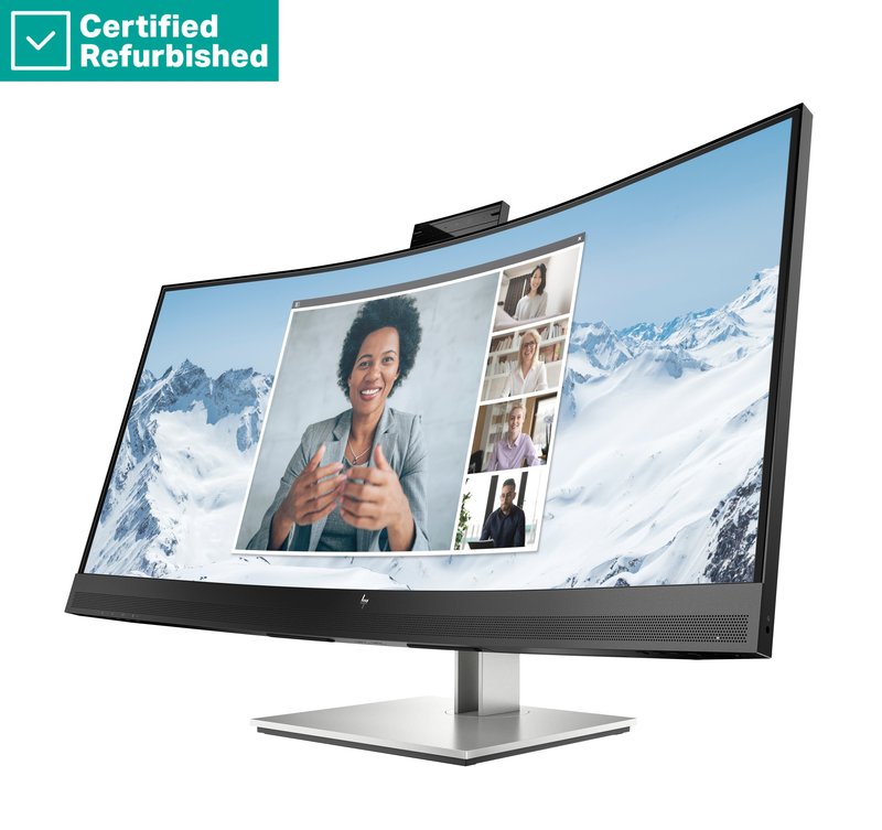 RENEW SILVER HP E34m G4 Curved Conferencing Monitor - 34" 3440x1440 WQHD 400-nit 75Hz AG, Curved, VA, USB-C(65W)/HDMI/DisplayPort, 4x USB-A, speakers, 5MP webcam, RJ-45 LAN, height adjustable/tilt/swivel, 1 years thumbnail 8
