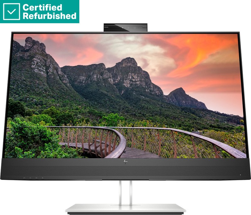 RENEW SILVER HP E27m G4 QHD Charging Conferencing Monitor - 27" 2560x1440 QHD 300-nit 75Hz AG, IPS, USB-C(65W)/HDMI/DisplayPort Daisy-Chain, 4x USB-A, speakers, 5MP webcam, RJ-45 LAN, height adjustable/tilt/swivel/pivot, 1 years - Image 1