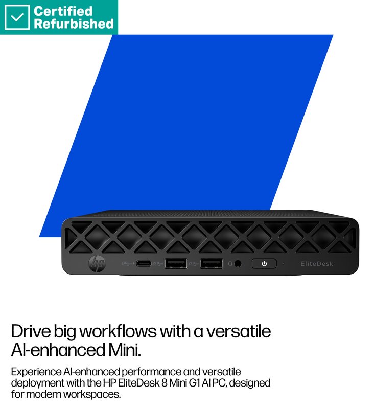 RENEW SILVER HP EliteDesk 8 G1i Mini - Ultra 9-285, 64GB, 1TB SSD, USB Mouse, Win 11 Home, 1 years thumbnail 5