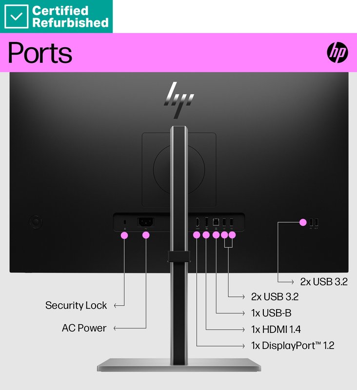RENEW SILVER HP E27q G5 QHD Monitor - 27" 2560x1440 QHD 350-nit 75Hz AG, IPS, HDMI/DisplayPort, 4x USB-A, height adjustable/tilt/swivel/pivot, 1 years thumbnail 4