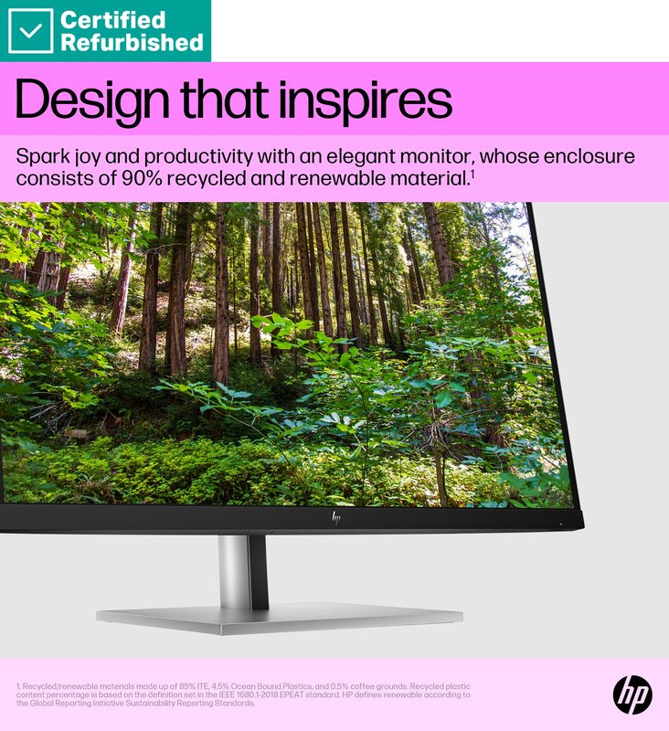 RENEW SILVER HP E27q G5 QHD Monitor - 27" 2560x1440 QHD 350-nit 75Hz AG, IPS, HDMI/DisplayPort, 4x USB-A, height adjustable/tilt/swivel/pivot, 1 years thumbnail 9
