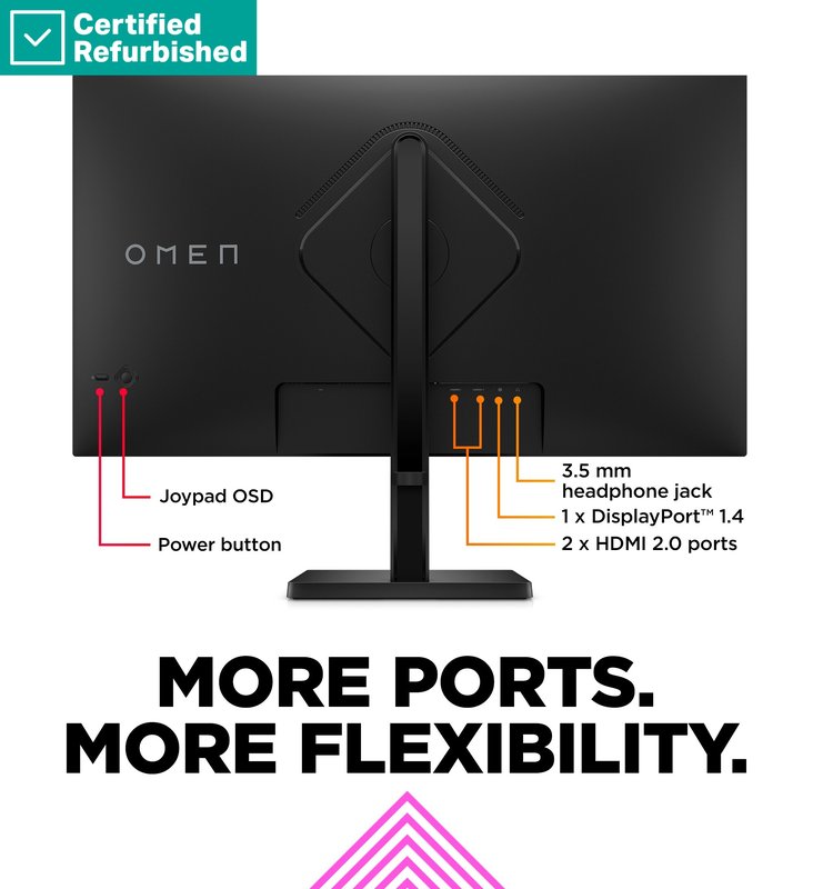 RENEW GOLD OMEN by HP 32q QHD Gaming Monitor - 31.5" 2560x1440 QHD 400-nit 165Hz AG, IPS HDR 400, 2x HDMI/DisplayPort, height adjustable/tilt/pivot, 1 years thumbnail 8