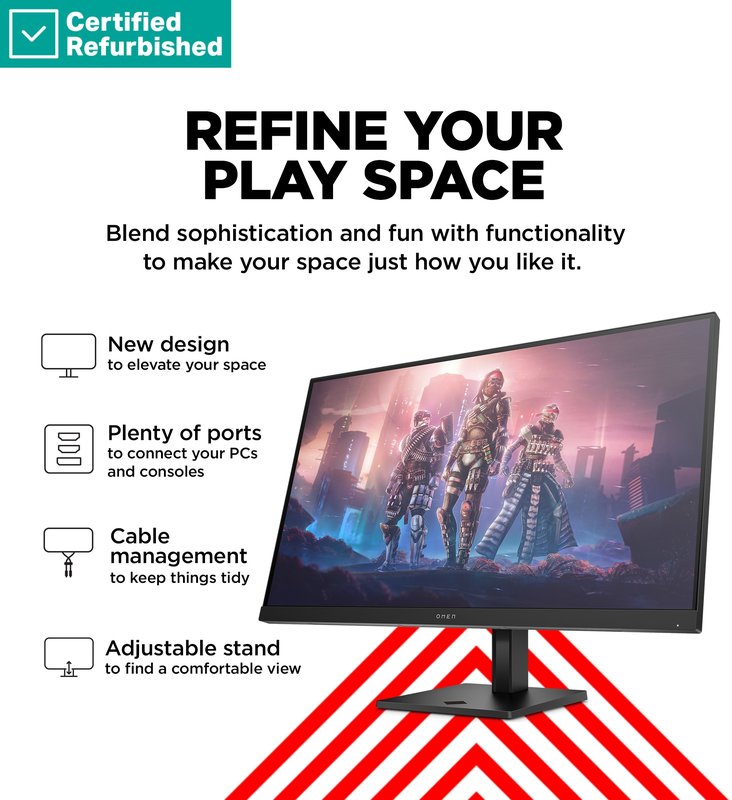 RENEW GOLD OMEN by HP 32q QHD Gaming Monitor - 31.5" 2560x1440 QHD 400-nit 165Hz AG, IPS HDR 400, 2x HDMI/DisplayPort, height adjustable/tilt/pivot, 1 years thumbnail 9