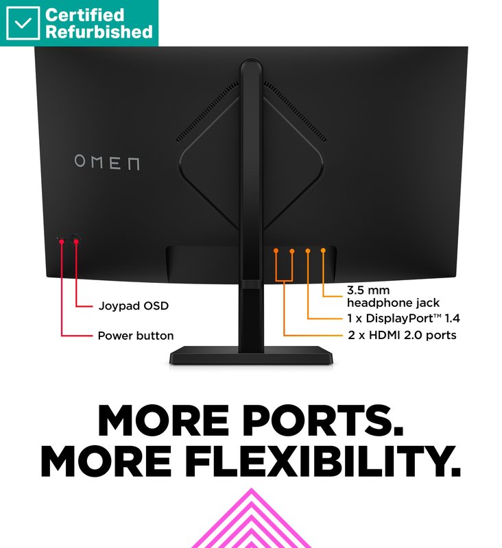RENEW GOLD OMEN by HP 32c Curved Gaming Monitor - 31.5" 2560x1440 QHD 400-nit 165Hz AG, Curved, VA HDR 400, 2x HDMI/DisplayPort, height adjustable/tilt, 1 years thumbnail 6